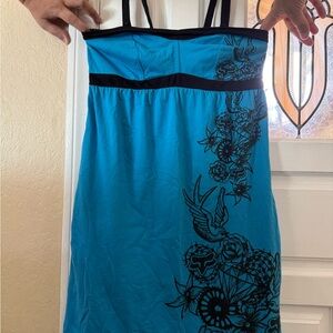 Fox - Blue Dress with Black Floral Design